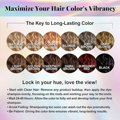 Natural Hair Dye Shampoo 3 IN 1, Hair Color for Gray Hair Coverage, Hair Coloring Shampoo for Women, Color Shampoo Beard Dye for Men, Vegan Ammonia Free Hair Shampoo (NATURAL BLONDE)