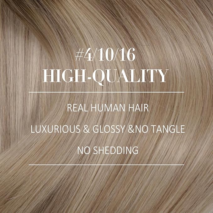 YoungSee Nano Tips Hair Extensions Brown Nano Beads Hair Extensions Real Human Hair Balayage Dark Brown with Blonde Hair Extensions Nano Rings Brown Nano Hair Extension Rings Cold Fusion 50s 50g 20in