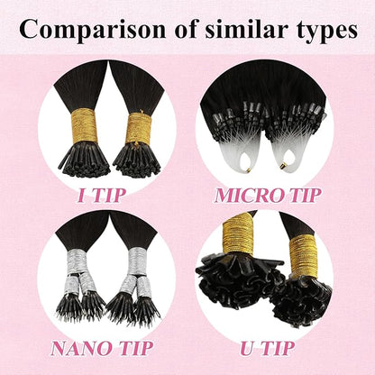 YoungSee Microbead Hair Extensions Brown Micro Loop Hair Extensions Real Human Hair Balayage 18 Inch Micro Ring Hair Extensions Dark Brown Ombre Bead Hair Extensions Silky Straight for Girls 50g 50s