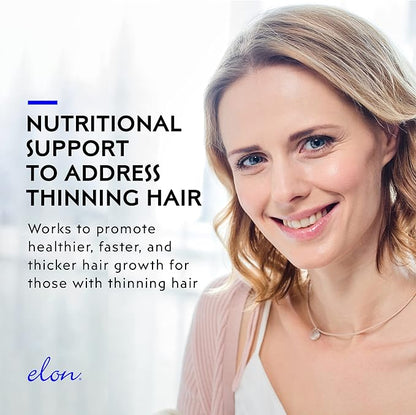 Elon R3 Hair Growth Supplement for Women – Vitamins w/ 5000 mcg Biotin Per Serving & Collagen Peptides for Healthy, Thick Hair – Extra Strength - Extended Release (60 Tablets)