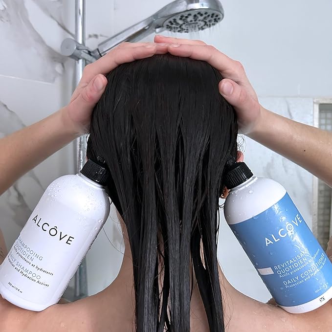 Alcôve - Daily Shampoo & Conditioner Duo - All Hair Types - Sulfate-Free - Lightweight Care - Evening Primrose Oil - Mango Extract - Argan Oil - Anti-Frizz - Color-Safe - 10oz