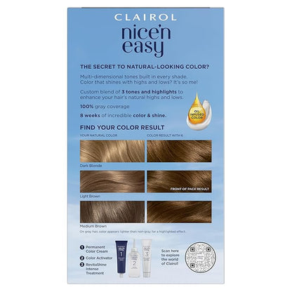 Clairol Nice'n Easy Permanent Hair Dye, 6 Light Brown Hair Color, Pack of 1