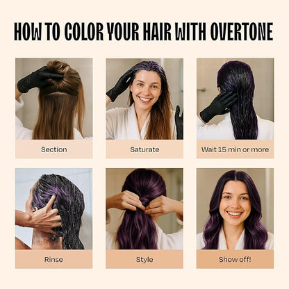 Overtone Color Depositing Semi-Permanent Hair Dye Conditioner - 8 oz For Natural & Color-Treated Hair, Moisturizing Shea Butter & Coconut Oil - Vegan & Cruelty-Free, Purple For Brown is now Royal Plum