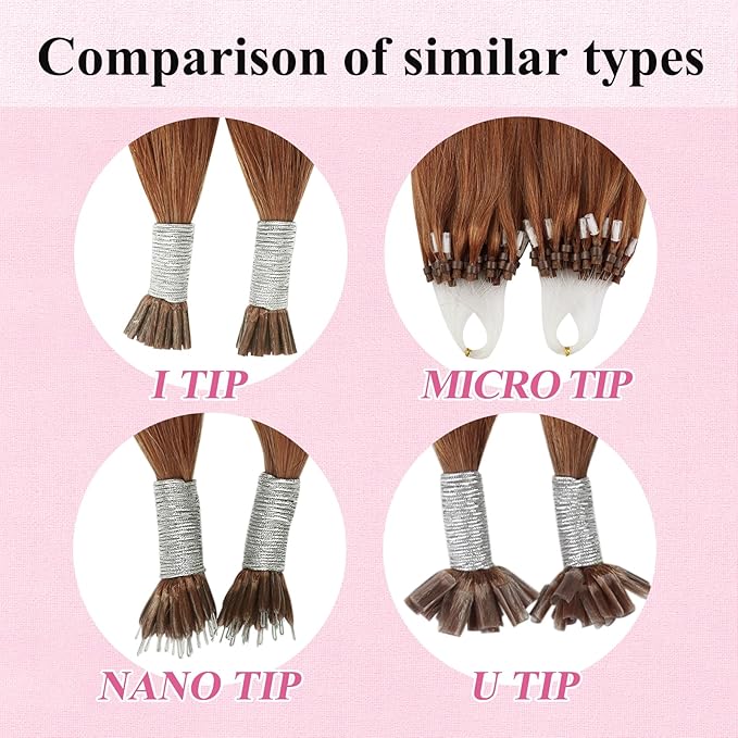 YoungSee Micro Ring Hair Extensions Copper Micro Tip Hair Extensions 16Inch Micro Link Human Hair Extensions Human Hair Extension Micro Beads 25g Bead Hair Extensions 25s