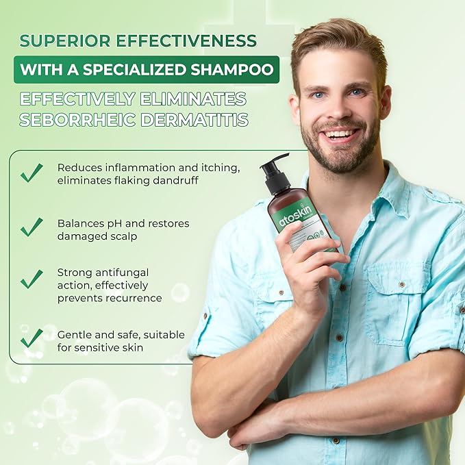 Atoskin Shampoo – for Seborrheic Dermatitis - Helps Reduce Oil & Improve Scalp Comfort (6.8 oz)