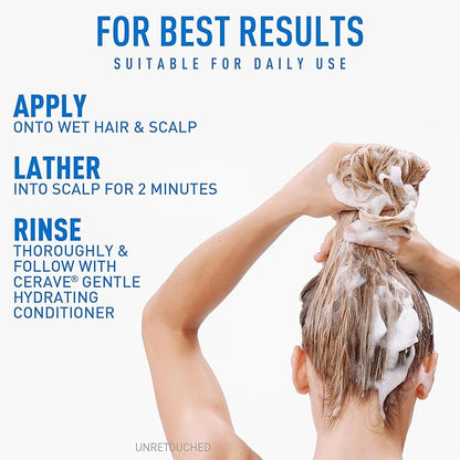 CeraVe Gentle Hydrating Shampoo, With Ceramides, Niacinamide & Hyaluronic Acid For Soft, Healthy Looking Hair & Scalp, Sulfate Free & Color Safe Shampoo, For All Hair Types, 12 Oz (Pack of 2)