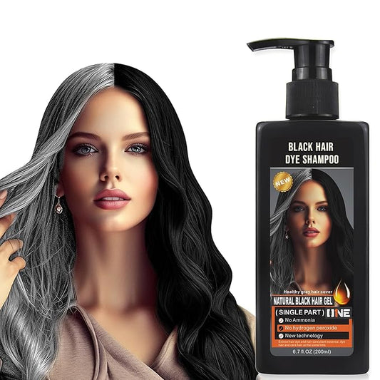 Ammonia-Free Instant Black Hair Dye Shampoo for Gray Coverage,Non-Staining scalp Long-Lasting Natural Black Hair Color Shampoo for Men/Women,Gentle polar Dye for Damaged Hair
