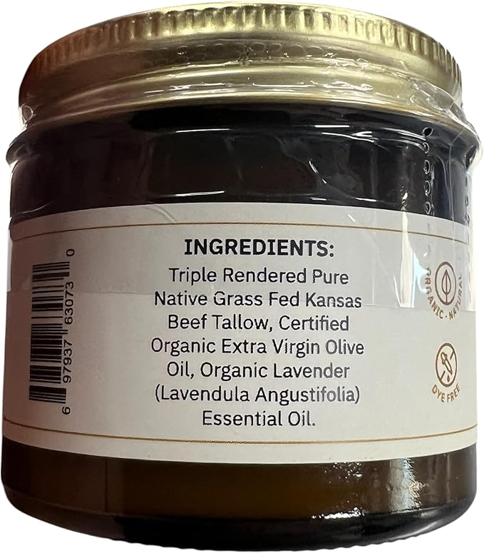 Beef Tallow Balm - 2 oz - Grown and Made in USA - Organic Grass Fed and Finished Tallow - Moisturizing Skin Care