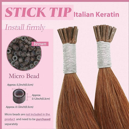 YoungSee I Tip Hair Extensions Copper 14 Inch I Tip Extensions Copper 40s 25g Itip Hair Extensions Colored for Party Itips Real Human Hair Extensions for Short Hair Pre Bonded Hair Extensions