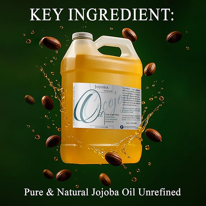 Cocojojo Jojoba Oil Organic, jojoba oil for Hair Growth, jojoba oil for Skin, for Face, 100% Pure Natural, Cold Pressed, Deep Moisturizing Anti-Aging, Essential Oils - 128 Fl Oz