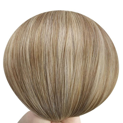 YoungSee Utip Hair Extensions Human Hair Balayage Light Brown Ombre Platinum Blonde U Tip Keratin Hair Extensions for Natural Looking Utips Extensions Real Human Hair Silky Straight 16In 1G/S 50G