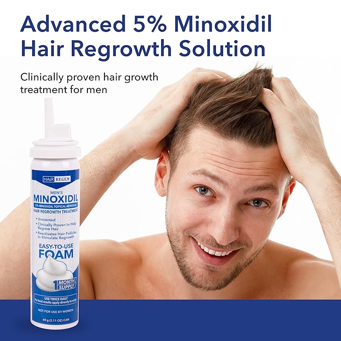 Men's Minoxidil Foam Hair-Regen Men’s 5% Minoxidil Foam 6-Month Supply for Hair Regrowth Minoxidil for Men