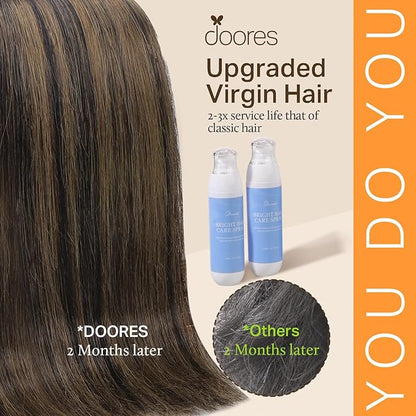 DOORES Hair Extensions Clip in Human Hair, Balayage Dark Brown to Chestnut Brown 16 Inch 7pcs 135g, Natural Remy Clip in Extensions Human Hair Straight