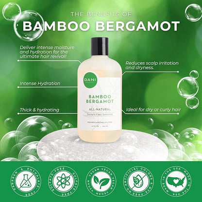 Naturals Shampoo - Bamboo Bergamot is a sulfate-free, vegan, and organic shampoo that deeply hydrates and nourishes dry and curly hair, leaving it soft, smooth, and manageable.