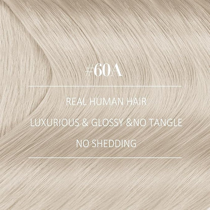 YoungSee Weft Human Hair Extensions Blonde Sew in Real Hair Extensions Platinum Blonde Soft and Silky Sew in Weft Human Hair Extensions 24Inch 100G
