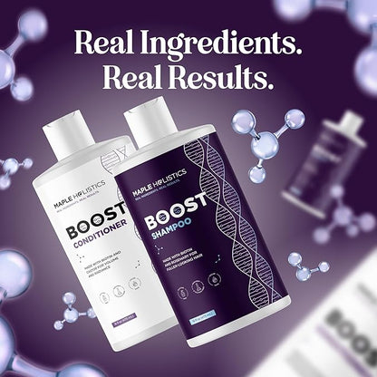 Advanced Biotin Shampoo and Conditioner Set - Sulfate and Paraben Free Shampoo and Conditioner for Thinning Hair with Rice Water Black Castor Caffeine Collagen and Rosemary Essential Oil (16 Fl Oz)