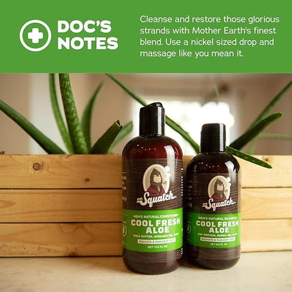 Dr. Squatch Natural Hair Bundle for Men - Healthy, Full Looking Hair - Cool Fresh Aloe Shampoo (8 fl oz), Cool Fresh Aloe Conditioner (11.5 fl oz)