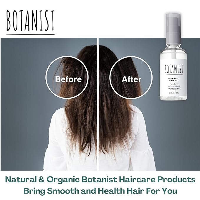 Organic Hair Oil for Frizzy, Damaged, Dry Hair Women & Men, Natural Scalp & Hair Oil Spray with Micro-Protein & Plant Extracts, Hair Care from Japan, DAMAGE CARE, Iris & Berry, 2.7 Fl Oz