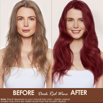 Hair Dye Shampoo 3 in 1, Herbal Hair Color Shampoo for Gray Coverage, Long-Lasting Natural & Vibrant Shades for Women & Men, Easy At-Home Application 16.9 Fl Oz (Dark Red Wine)