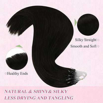 YoungSee Micro Hair Extensions Human Hair Dark Brown Microlink Hair Extensions Dark Brown 18 Inch Cold Fusion Hair Extension Straight 50s 50g