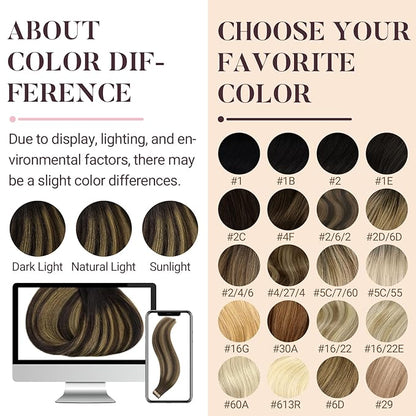 MAXITA Tape in Hair Extensions Human Hair 4/27/4 Chocolate Brown Mixed Caramel Blonde Balayage 24 Inch 30g 10pcs Thick Ends Straight Seamless Tape ins Remy Invisible Tape in Extensions Human Hair