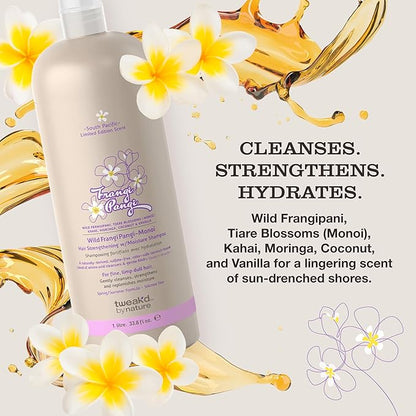 Tweak’d by Nature - Restore Frangi Pangi-Monoi Hair Strengthening Shampoo for Fine Hair, Cleansing with Coconut, Monoi Oil and Wild Frangipani for Softness and Shine, Sulfate Free (33.8 ounces)