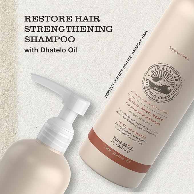 Tweak’d by Nature - Restore Hair Strengthening Shampoo, Ultra-Moisturizing for Dry Damaged Hair, Leaves Hair Shiny and Soft, Cruelty Free (33.8 ounces)