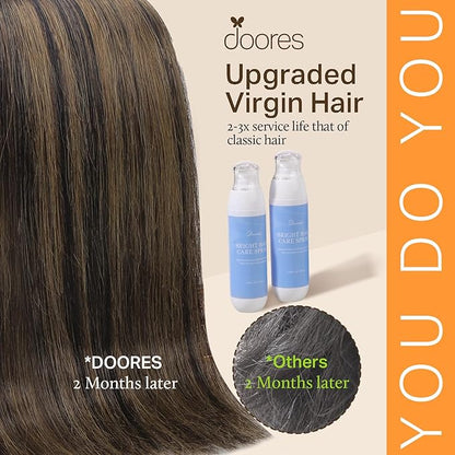 DOORES Clip in Hair Extensions Real Human Hair, Balayage Dark Brown to Chestnut Brown 24 Inch 9pcs 150g, Clip in Remy Extensions Natural Thick Straight Weft