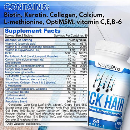 Thick Hair Growth Vitamins– Hair Growth Pills With DHT Blocker Stimulates Faster Growth for Weak, Thinning Hair–Biotin Hair Supplements with Keratin & Collagen Helps Men&Women Grow Perfect Hair.