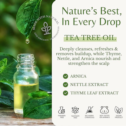 Tea Tree Oil Shampoo and Conditioner, Soothes Itchy & Dry Scalp, Deep Cleansing for Dandruff & Buildup, Hydrates & Refreshes, Sulfate Free, Women & Men, 16 fl oz Each