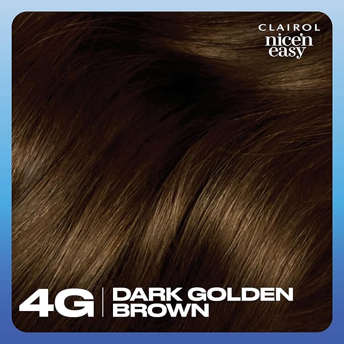 Clairol Nice'n Easy Permanent Hair Dye, 4G Dark Golden Brown Hair Color, Pack of 3