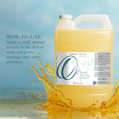 Dr Joe Lab Apricot Kernel Oil - Cold Pressed Unrefined Raw with Scent Pure Natural Moisturizing for Hair and Skin (1 Gallon)