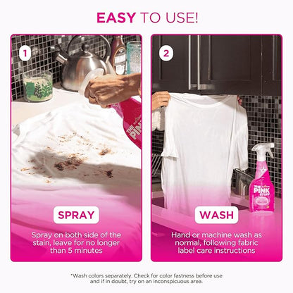 Stardrops The Pink Stuff Miracle Laundry Stain Remover Kit – Oxi Powder for Whites & Colors, Stain Remover Spray – Tough on Stains, Gentle on Fabrics (3-Pack)