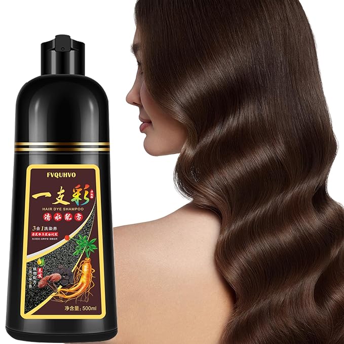 Hair Dye Shampoo 3 in 1, Dark Coffee Hair Color Shampoo for Men Women, Natural Brown Color Dye, Easy to Use, Instant Effect for All Hair Types 16.9 Fl Oz (Dark coffee)