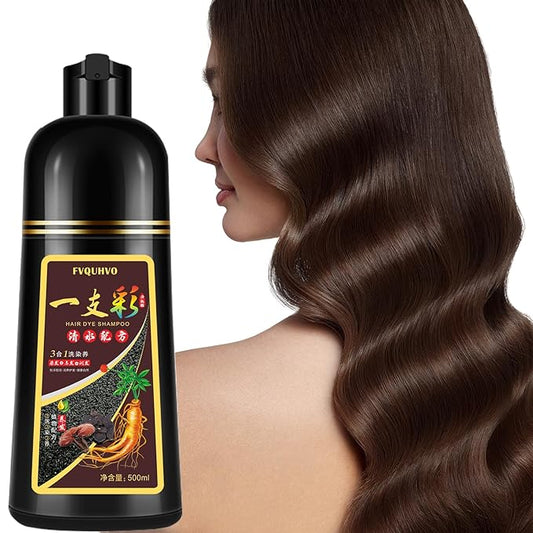 Hair Dye Shampoo 3 in 1, Dark Coffee Hair Color Shampoo for Men Women, Natural Brown Color Dye, Easy to Use, Instant Effect for All Hair Types 16.9 Fl Oz (Dark coffee)