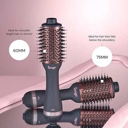 L'ANGE HAIR Le Volume 2-in-1 Titanium Blow Dryer Brush | Hot Air Brush for Hair Drying & Styling | Ionic Oval Barrel for Smooth, Frizz-Free Volume | (Black – 75mm)