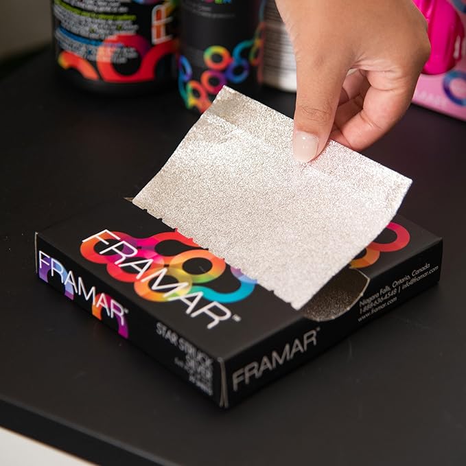 Framar Silver Hair Foils For Highlighting - Pop Up Hair Foil For Hair Highlighting, Highlight Foils For Hair, Aluminum Foil Sheets, Salon Foils For Hair Stylist, Non Slip 25 Pop Up Foil Sheets