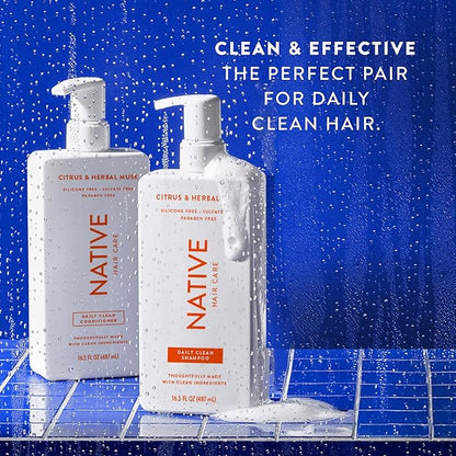 Native Shampoo and Conditioner contain Naturally Derived Ingredients | All Hair Types, Color & Treated, Fine to Dry Damaged | Sulfate & Dye Free | Citrus & Herbal Musk, 16.5 fl oz each (2 pack)