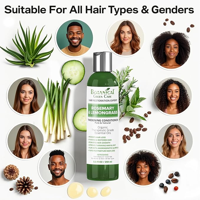 Rosemary & Lemongrass Conditioner for Thinning Hair, Thickening Product for Women and Men, Hair Growth