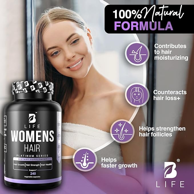 Hair Vitamins for Hair Loss for Women – Biotin for Hair Growth – Hair Loss Treatments for Women – Healthy Hair Skin and Nails –240 Capsules – 60 Servings