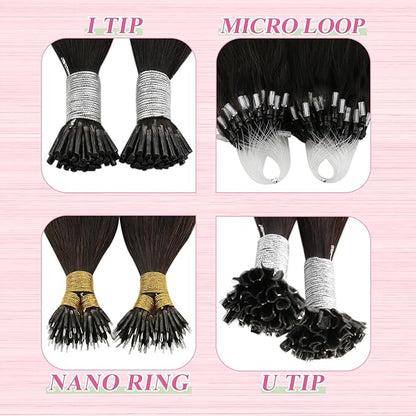 YoungSee U Tip Hair Extensions Human Hair Balayage Ktip Hair Extensions Balayage Dark Brown with Brown U Tips Hair Extensions Real Human Hair Ombre for Women Human Hair Extensions U Tip 20In 50s/50G