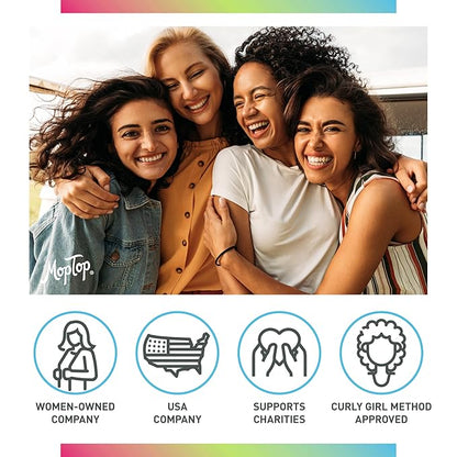 MopTop Curly Hair Routine, Gentle Shampoo + Daily Conditioner + Styling Gel for Wavy and Coily Tresses, Color Safe, Moisturizing Women's Hair Care