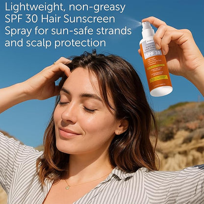 Premium SPF 30 Hair Sunscreen Spray | Non-Greasy UV Protection for Hair and Scalp | Prevents Color Fade and Dryness | Travel-Size UV Protection | Beach SunBlock | Scalp Sunscreen 4 oz 120 ml