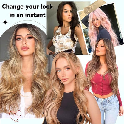 Brown Blonde Tape in Hair Extensions Human Hair Seamless Invisible Silky Straight Hair Extensions Tape in Real Human Hair 14Inch 20PCS 30Gram