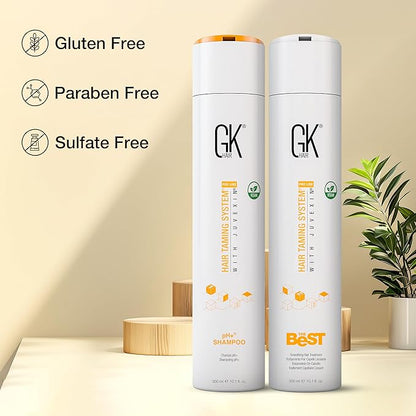 GK HAIR The Best Vegan Keratin Treatment Kit 10.1 fl oz – Pre Treatment Shampoo Straightening Complex for Smooth Silky Frizz-Free Hair Professional Long Lasting Smoothing System