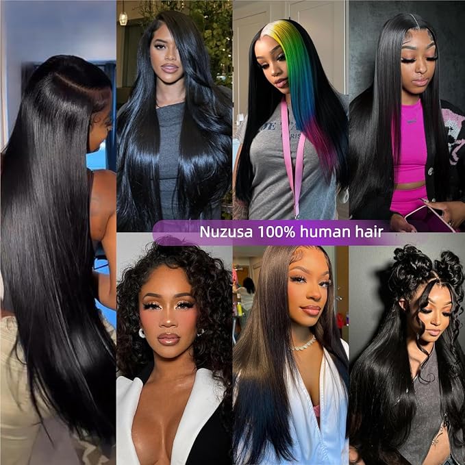 Clip in Hair Extensions Real Human Hair,100% Seamless Remy Human Hair Straight,Clip Extensions for Women, 8pcs Per Set with Double Weft,1B Natural Black,24inch 120g/4.2oz
