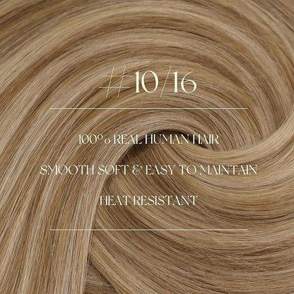 RUNATURE Clip in Hair Extensions Real Human Hair, Short Hair Extensions Clip Ins for Women, Soft Straight Remy Hair, 12 Inch 80g 7pcs, #10P16 Dark Blonde Highlights Caramel Blonde