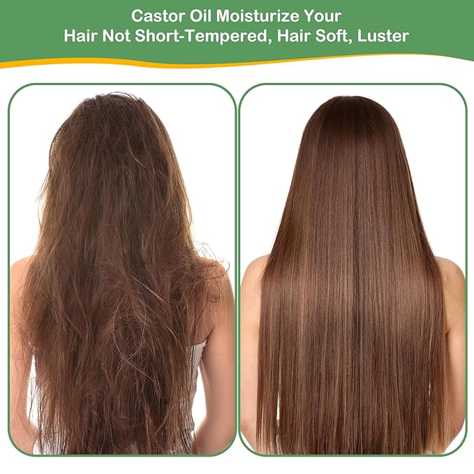 Organic Castor Oil (8.45oz Glass bottle) USDA Certified 100% Pure Natural, Cold Pressed, Hexane Free. Castor Oil for Hair Growth, Thicker Lashes & Fuller Brows