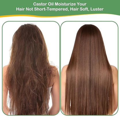 Organic Castor Oil (8.45oz Glass bottle) USDA Certified 100% Pure Natural, Cold Pressed, Hexane Free. Castor Oil for Hair Growth, Thicker Lashes & Fuller Brows