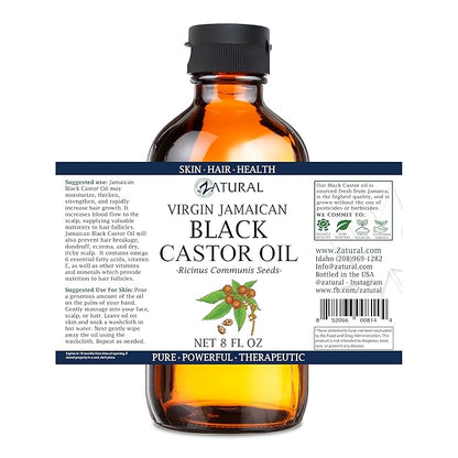 Zatural Black Castor Oil_100% Pure Tropic Jamaican Black Castor Oil (8 Ounce)